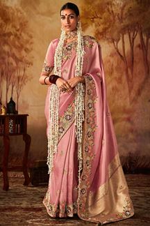 Picture of Spectacular Pure Banarasi Kanjivaram Silk Designer Saree for Wedding, Engagement, and Reception