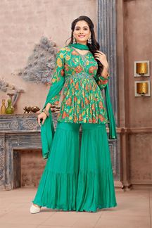 Picture of Charismatic Light Green Designer Gharara Suit for Party and Mehendi