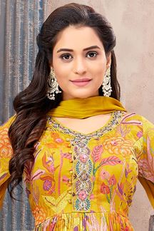 Picture of Smashing Yellow Designer Gharara Suit for Party and Haldi
