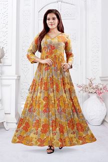 Picture of Fascinating Yellow Designer Anarkali Suit for Party and Haldi