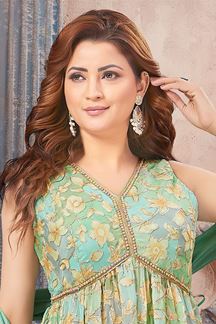 Picture of Creative Sea Green Designer Palazzo Suit for Party