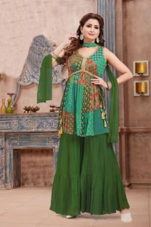 Picture of Dazzling Green Designer Gharara Suit for Mehendi