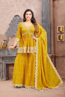 Picture of Vibrant Yellow Designer Gharara Suit for Party and Haldi