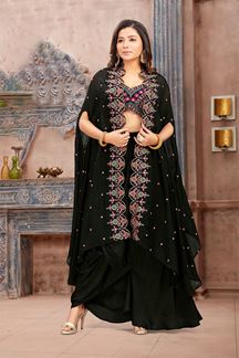 Picture of Flamboyant Black Designer Palazzo Suit for Party