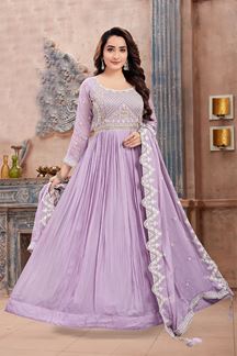 Picture of Amazing Lavender Designer Anarkali Suit for Party and Festivals