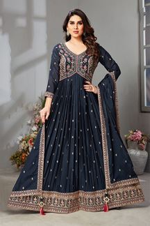 Picture of Surreal Peacock Designer Anarkali Suit for Party and Festivals