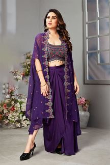 Picture of Pretty Purple Designer Indo-Western Outfit for Party