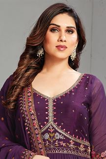 Picture of Divine Purple Designer Anarkali Suit for Party and Festivals
