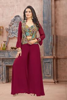 Picture of Gorgeous Magenta Designer Indo-Western Outfit for Party