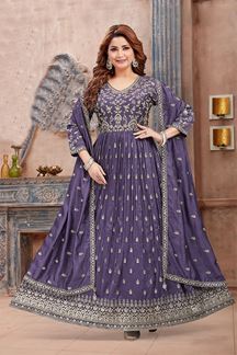 Picture of Irresistible Purple Designer Anarkali Suit for Party and Festivals