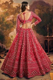 Picture of Alluring Red Designer Indo-Western Lehenga Choli for Wedding, Engagement, and Reception