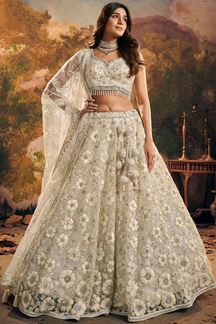 Picture of Fascinating White Designer Indo-Western Lehenga Choli for Wedding, Engagement, and Reception