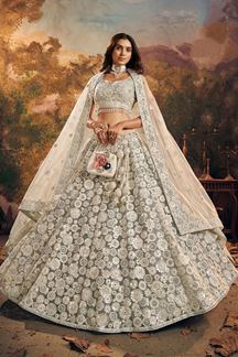 Picture of Charismatic Grey Designer Indo-Western Lehenga Choli for Wedding, Engagement, and Reception