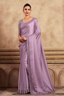 Picture of Bollywood Lilac Designer Saree for Party or Sangeet