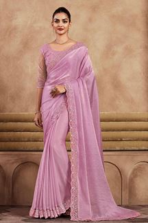 Picture of Trendy Pink Designer Saree for Party or Engagement