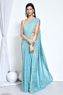 Picture of Striking Light Blue Designer Saree for Party and Festivals