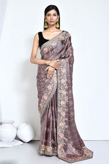 Picture of Creative Satin Silk Designer Saree for Party and Festivals