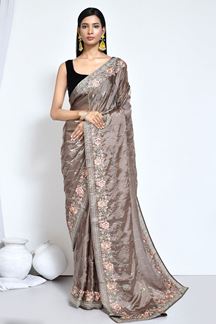 Picture of Fascinating Satin Silk Designer Saree for Party and Festivals
