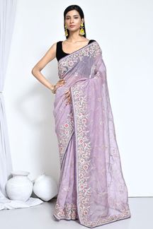 Picture of Smashing Lavender Designer Saree for Party and Festivals