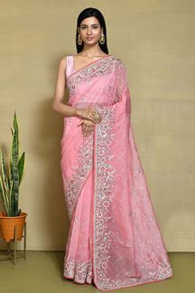 Picture of Charismatic Peach Designer Saree for Party, and Festivals