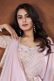 Picture of Smashing Pink Designer Saree for Engagement and Reception