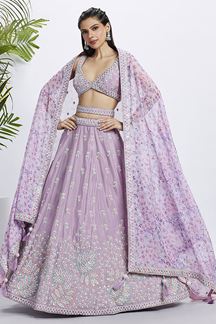 Picture of Classy Lavender Designer Indo-Western Lehenga Choli for Sangeet and Engagement