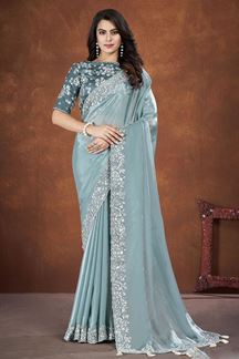 Picture of Captivating Blue Designer Saree for Engagement, Reception and Party