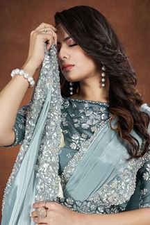 Picture of Captivating Blue Designer Saree for Engagement, Reception and Party