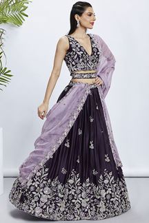 Picture of Amazing Purple Designer Indo-Western Lehenga Choli for Sangeet and Engagement