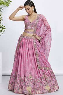 Picture of Striking Pink Designer Indo-Western Lehenga Choli for Sangeet and Engagement