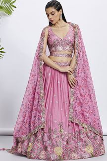 Picture of Striking Pink Designer Indo-Western Lehenga Choli for Sangeet and Engagement