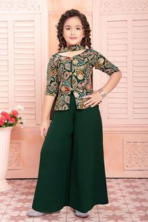 Picture of Marvelous Dark Green Designer Girls Sharara Suit for Wedding and Festivals
