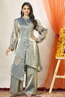 Picture of Appealing Green Designer Indo-Western Outfit for Party and Mehendi Co-ord Set