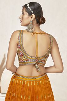 Picture of Exuberant Mustard Colored Designer Lehenga Choli