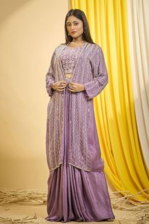 Picture of Aesthetic Lavender Designer Indo-Western Outfit for Party and Festivals