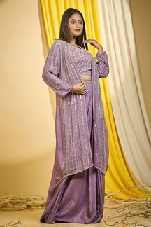 Picture of Aesthetic Lavender Designer Indo-Western Outfit for Party and Festivals