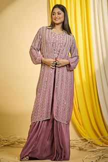 Picture of Enticing Silk Designer Indo-Western Outfit for Party