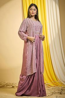 Picture of Enticing Silk Designer Indo-Western Outfit for Party