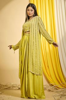 Picture of Beautiful Yellow Designer Indo-Western Outfit for Party and Haldi