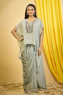 Picture of Lovely Light Green Designer Indo-Western Outfit for Party and Festivals