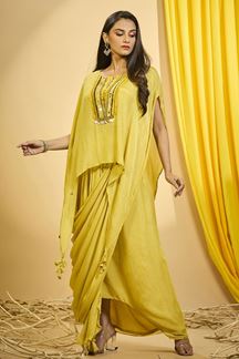 Picture of Artistic Yellow Designer Indo-Western Outfit for Party and Haldi