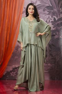 Picture of Irresistible Green Designer Indo-Western Outfit for Party and Mehendi