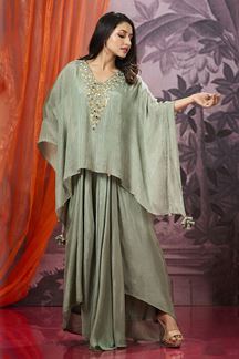 Picture of Irresistible Green Designer Indo-Western Outfit for Party and Mehendi