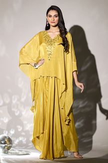 Picture of Heavenly Yellow Designer Indo-Western Outfit for Party and Haldi