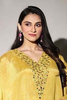 Picture of Heavenly Yellow Designer Indo-Western Outfit for Party and Haldi