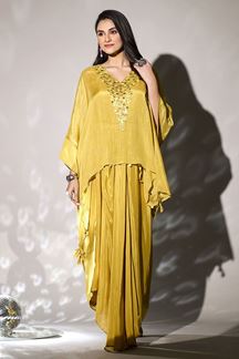 Picture of Heavenly Yellow Designer Indo-Western Outfit for Party and Haldi