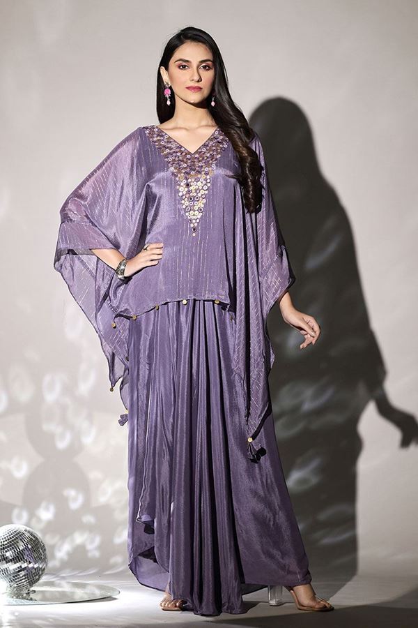 Picture of Impressive Purple Designer Indo-Western Outfit for Party and Festivals