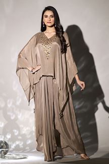 Picture of Astounding Brown Designer Indo-Western Outfit for Party