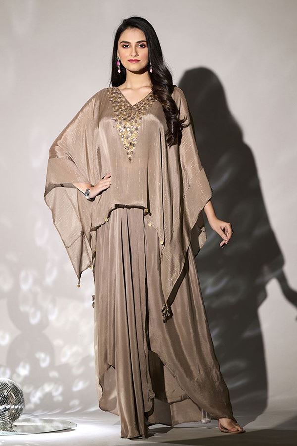 Picture of Astounding Brown Designer Indo-Western Outfit for Party