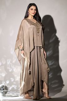 Picture of Astounding Brown Designer Indo-Western Outfit for Party